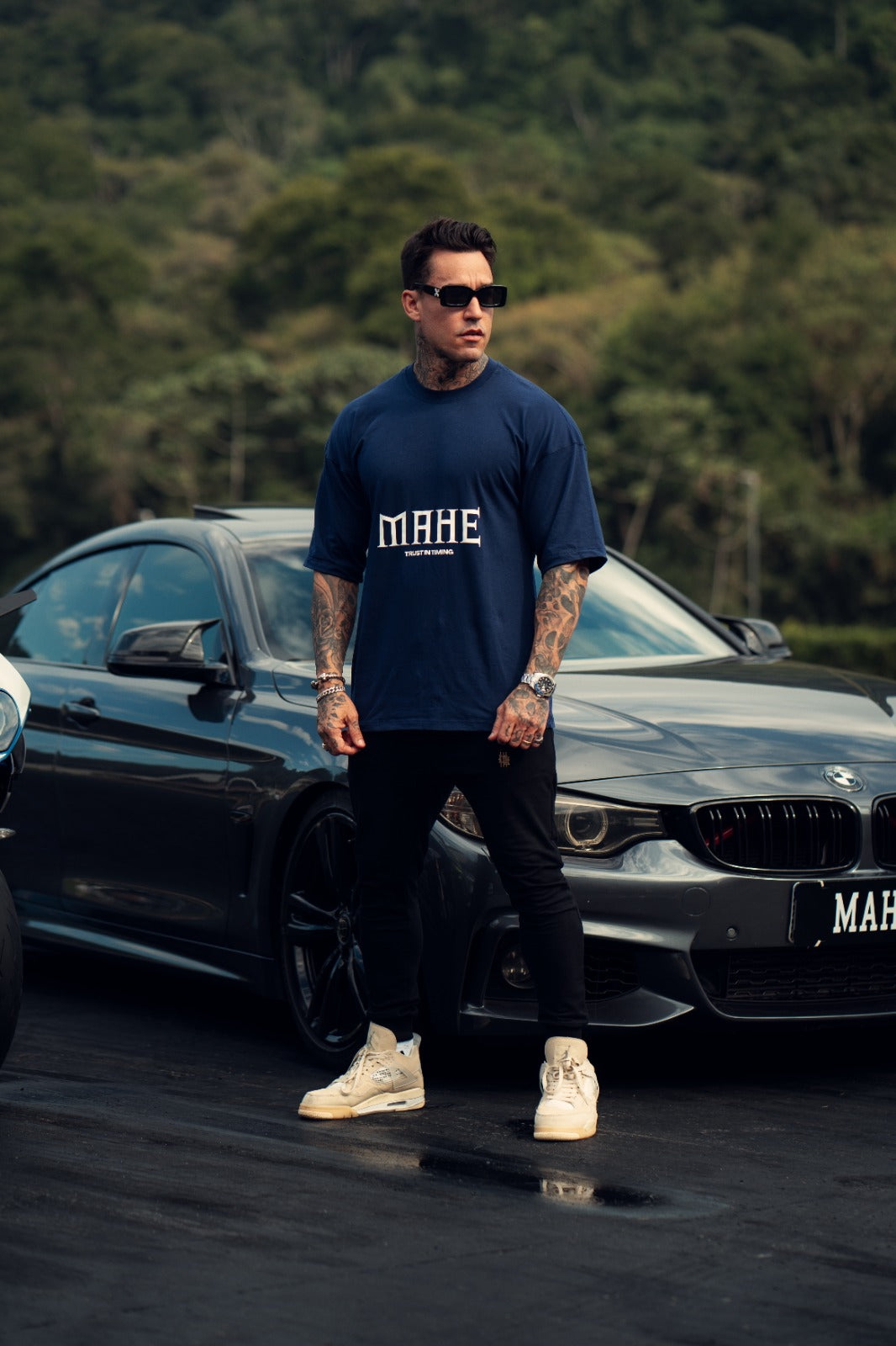 camiseta mahe over trust in timing blue