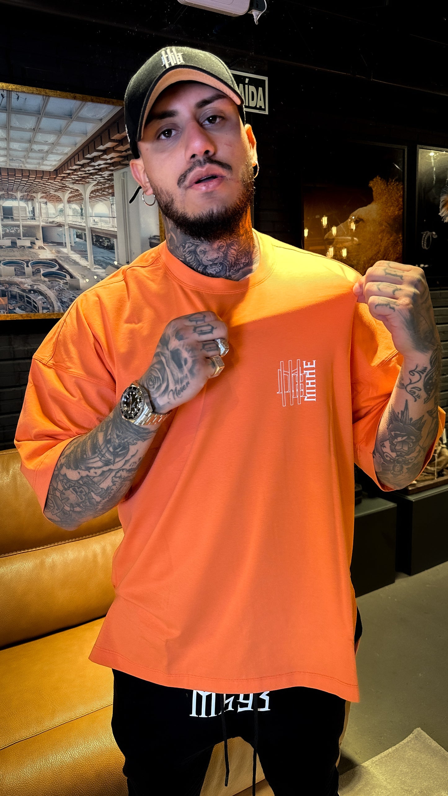 camiseta mahe  over orange size
