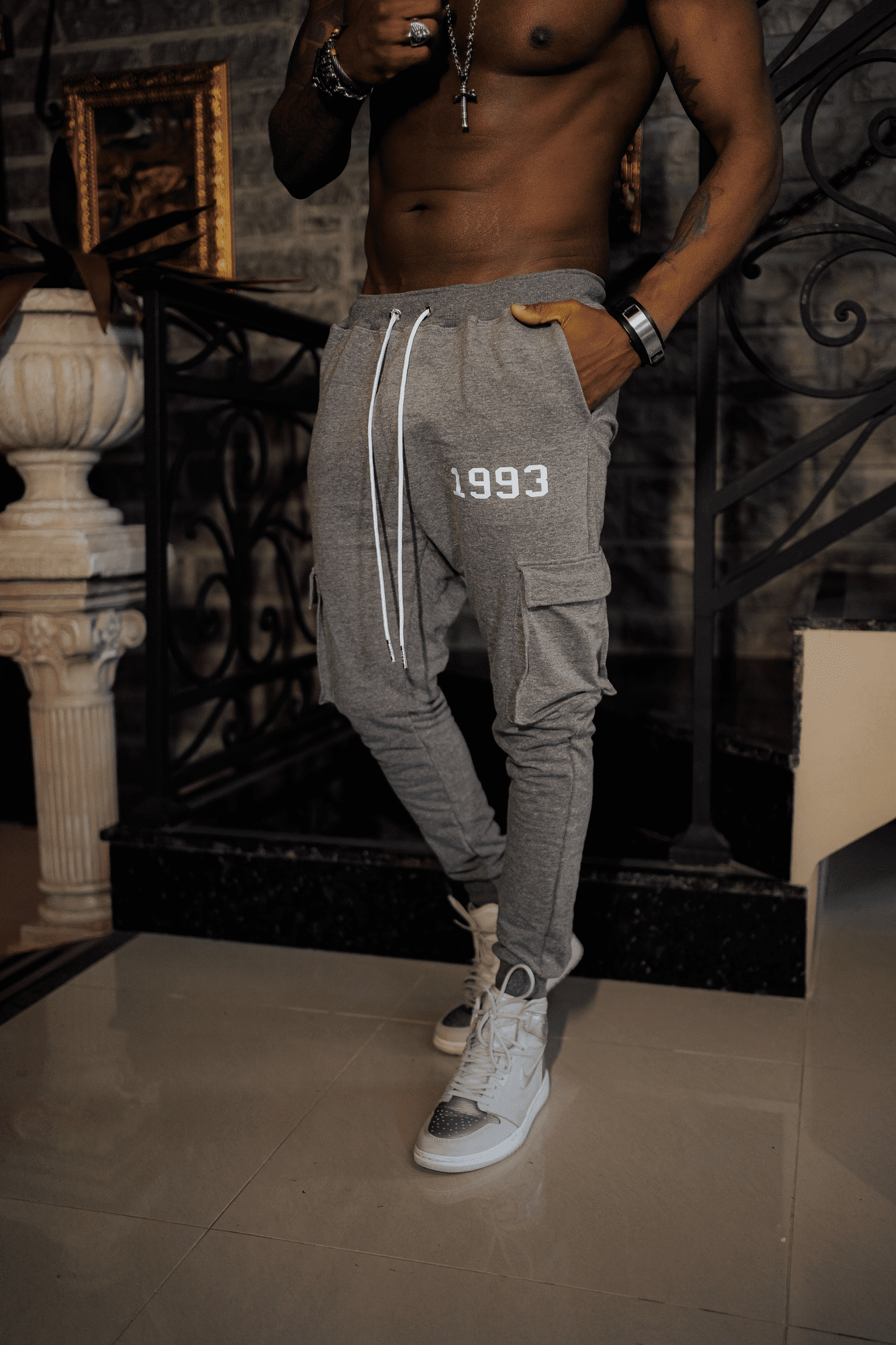 calça mahe nine three grey